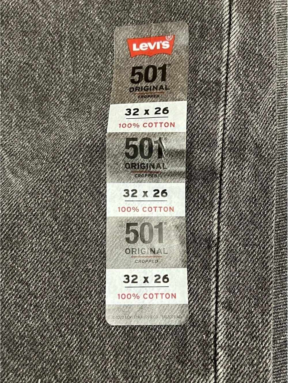 Levi's 501 Jeans Original Cropped Size 32x26 Get Off My Cloud Black